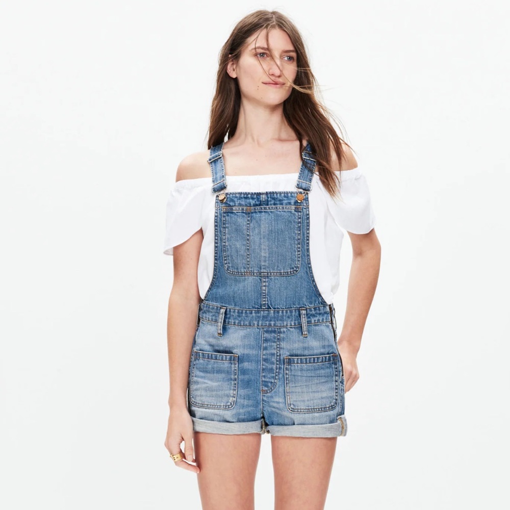 NWT madewell adirondack short overalls in isley wash